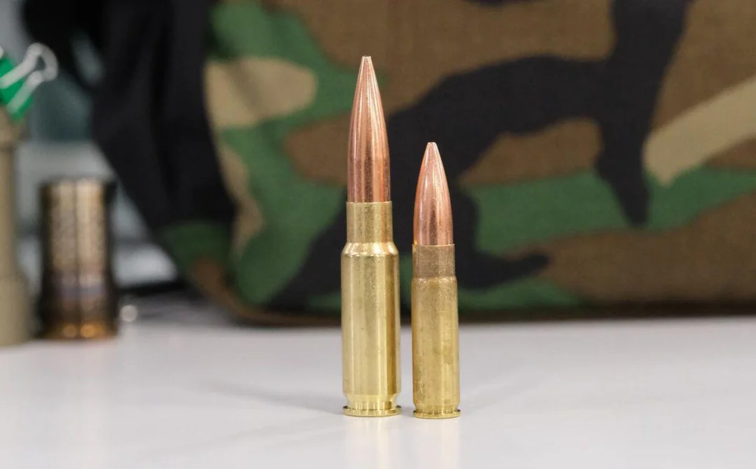 8.6 Blackout cartridge compared in size to a 300 blackout cartridge